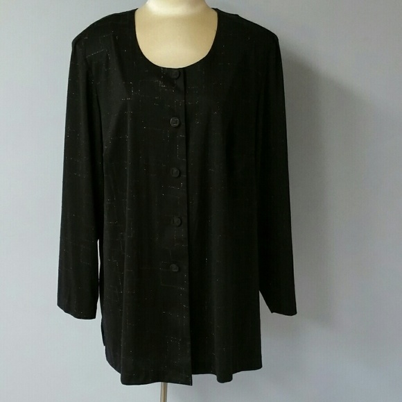 Studio C Tops - Black button down blouse with black glitter. 26/28